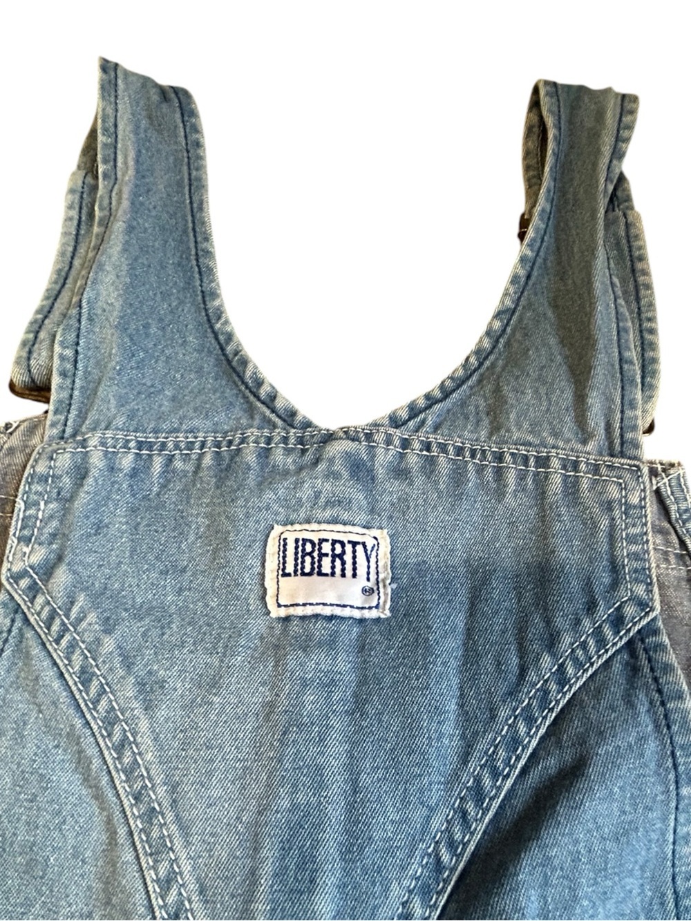 Vintage Liberty Denim Overalls Men’s 48x32 Light Wash Carpenter - Picture 10 of 16